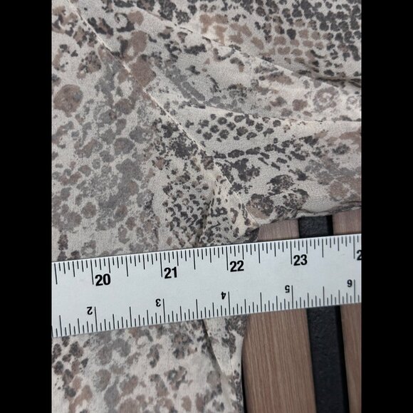 Chicos Shirt 2 / Large Sheer Brown Snakeskin Reptile Print Long Sleeve Button - Picture 3 of 7